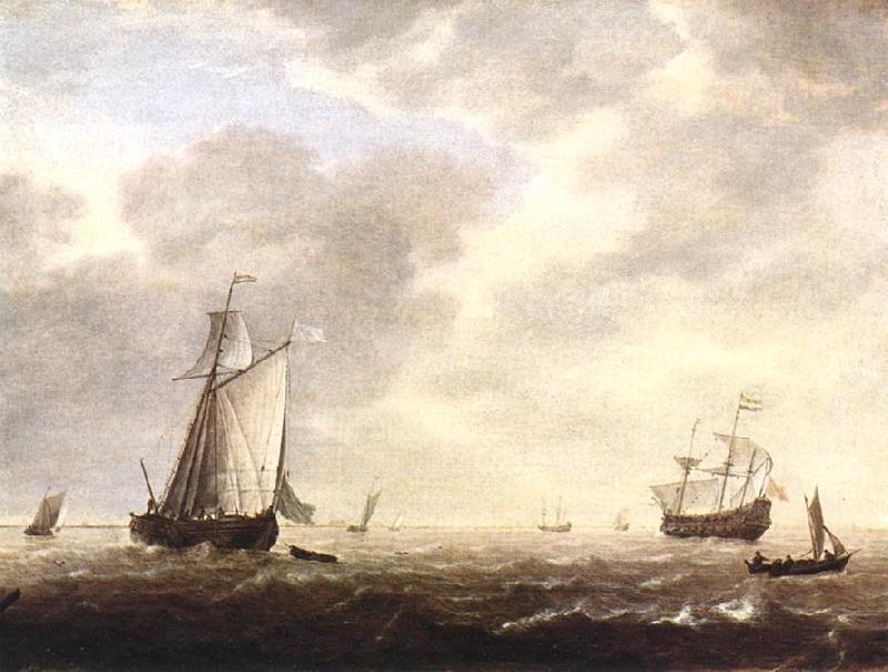 VLIEGER, Simon de A Dutch Man-of-war and Various Vessels in a Breeze r